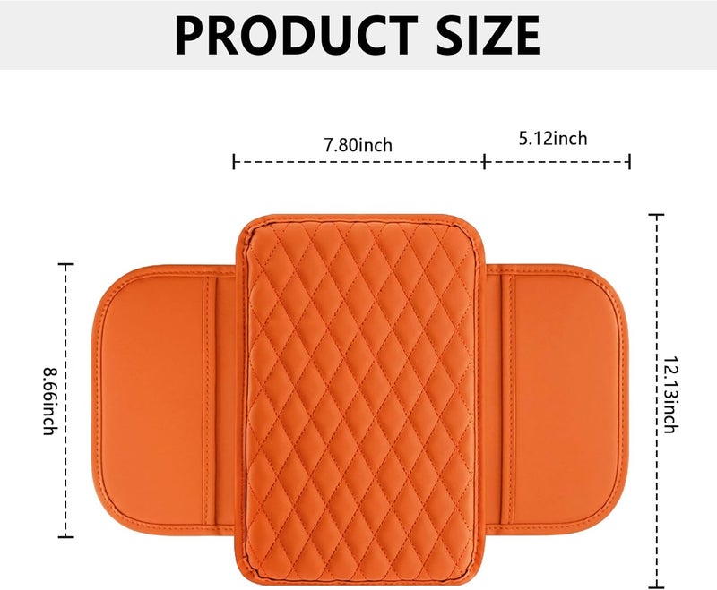 Stacool Upgraded Car Center Console Cover,Microfiber Leather Car Armrest Cover Cushion with 2 Storage Bags,Universal Car Armrest Storage Box Car Interior Accessories Fit Most Cars (Orange) - Image 2